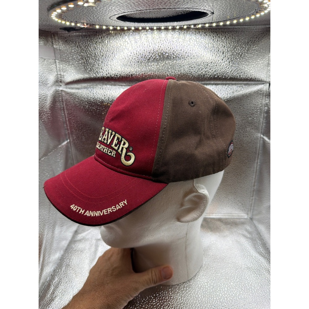 Weaver Leather 40th Anniversary Hat Cap Burgundy Brown Adjustable Strapback